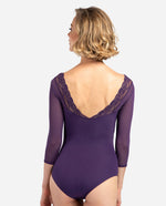 Jules Lace 3/4 Sleeve Leotard by Lulli LUB699 (Black)