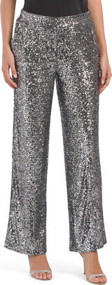 Pantalones acampanados con lentejuelas plateadas estilo discoteca (adulto)