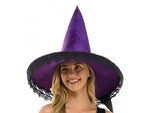 Lace Trim Witch Hat (Purple)