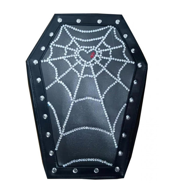 Rhinestone Spiderweb Coffin Purse