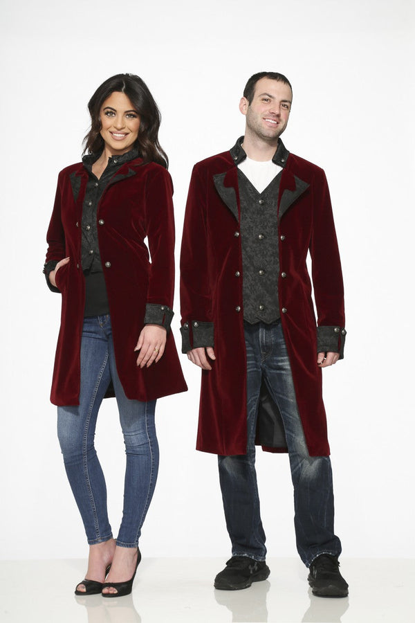 Deluxe Burgundy Velvet Coat w/Brocade Vest (Adult)