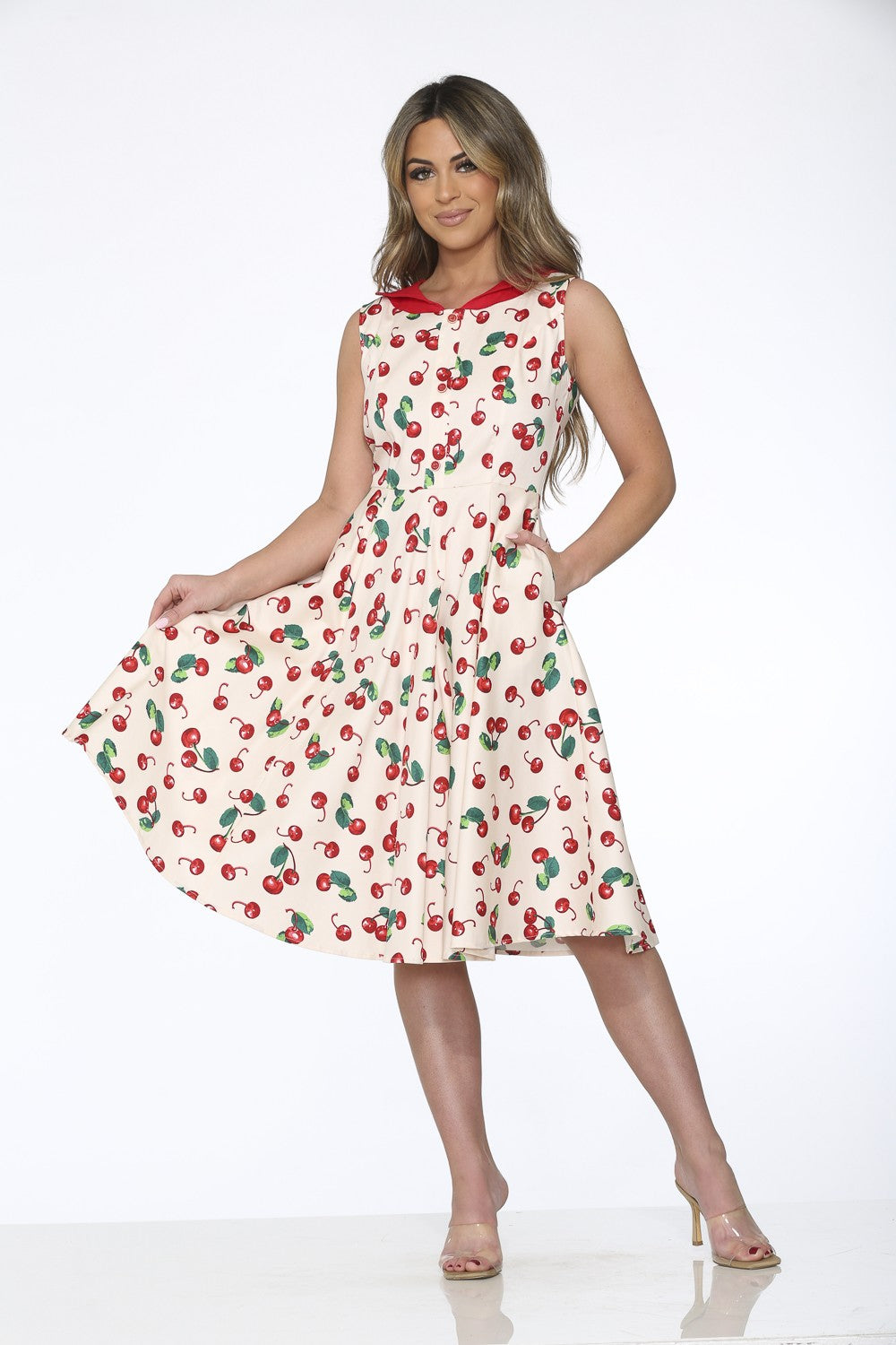 Cherry 1950’s Style Retro Swing Dress Size 12