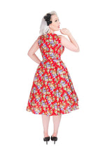 Rockabilly Red Floral Dress