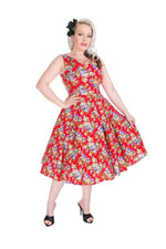 Rockabilly Red Floral Dress