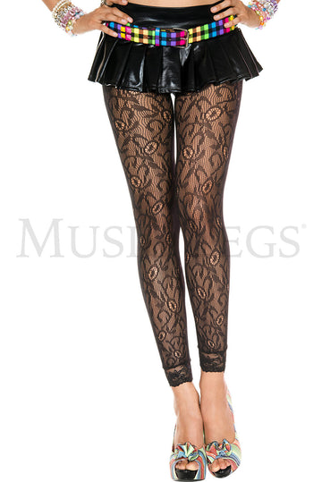 Footless Lace Tights (Black)