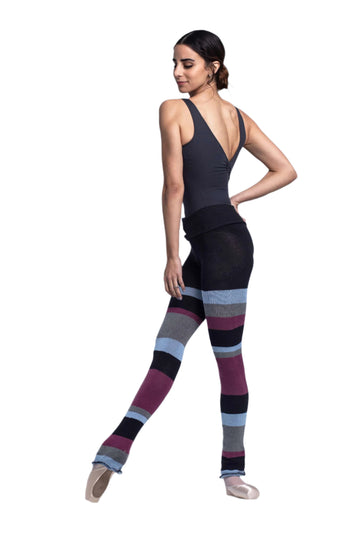 Striped Cotton Knit Pants (Black/Blue)