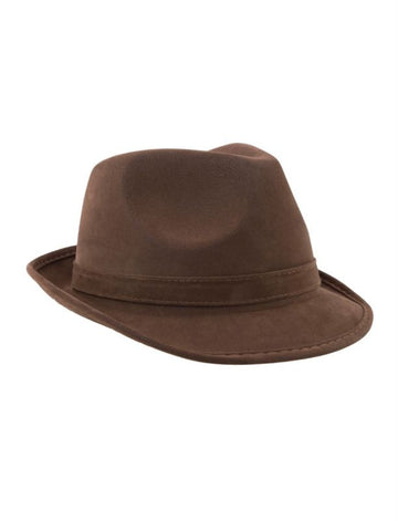 Faux Leather Fedora (Brown)