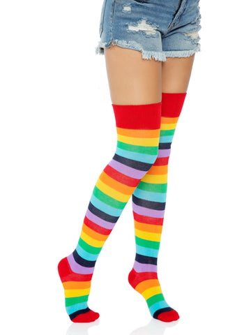 Rainbow Striped Thigh Highs