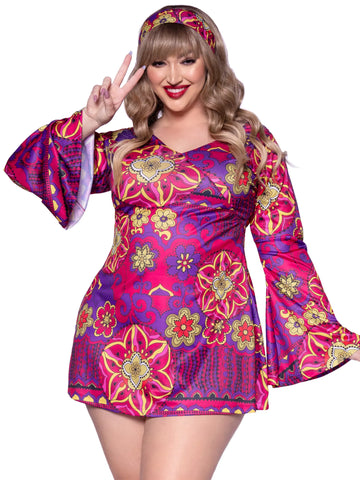 Chica Hippie Estampado Retro (Plus)
