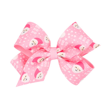 Pink Santa Print Bow