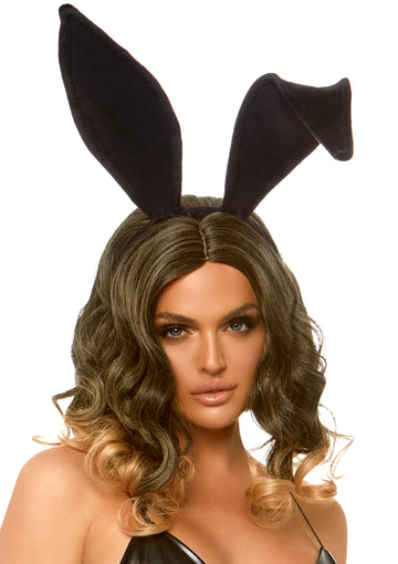 Velvet Bendable Bunny Ears Headband (Black)
