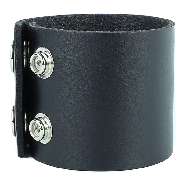 Brazalete de cuero con broche (negro)