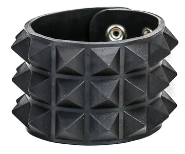Rubber Pyramid Studded Bracelet (3-row)