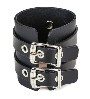 Lederarmband mit Schnalle (2-reihig)