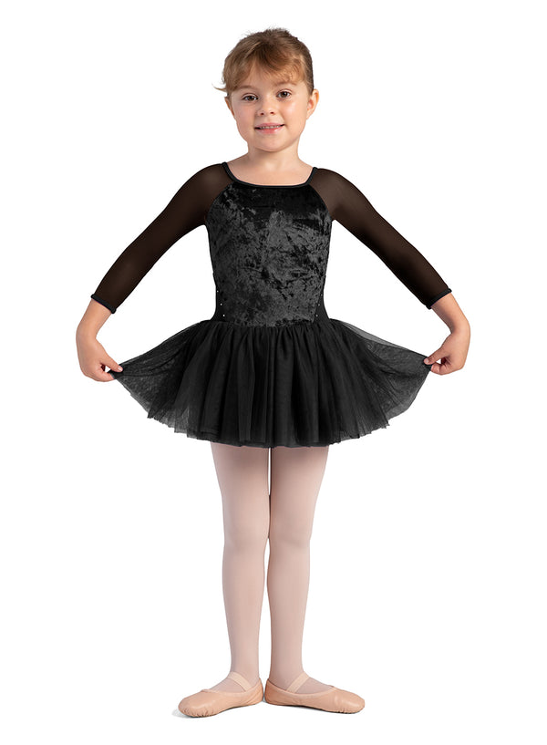Velvet Scoop Neck Tutu Dress (Black)