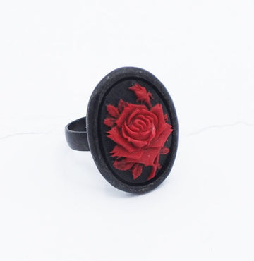 Red Rose Cameo Ring