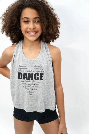 Dance Words Heart Tank (Gray)