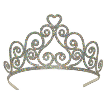 Glitter Tiara Crown (Silver)