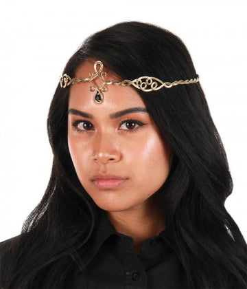 Antiqued Gold Circlet with Black Jewel