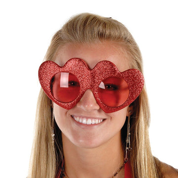 Red Glitter Heart Glasses