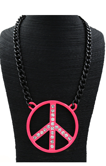Hot Pink Peace Necklace