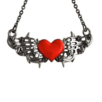 Heart and Thorn Wing Necklace