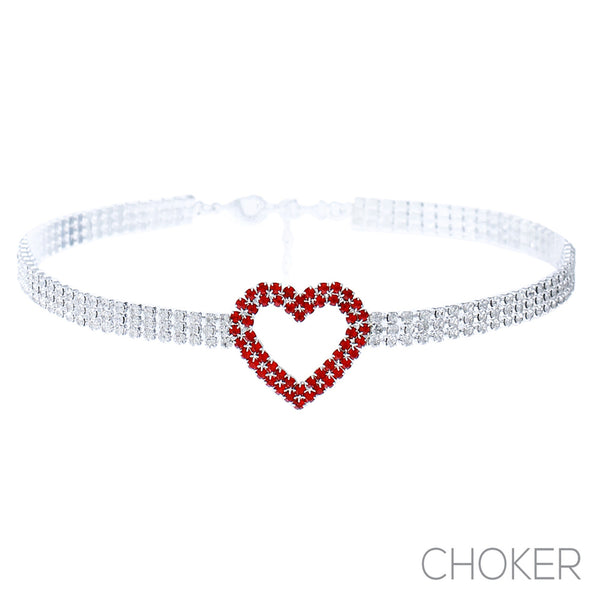 Rhinestone Heart Choker