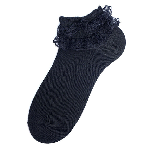 Calcetines con volantes (negro)