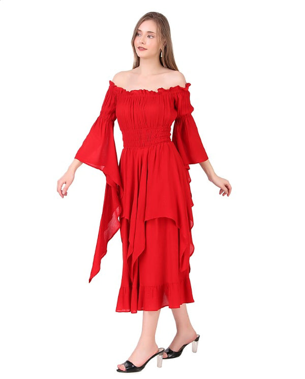 red handkerchief dress Floating Free Layered Handkerchief Maxi Dress Cream / S