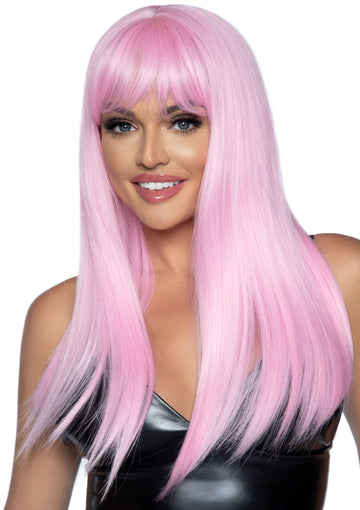 Long Straight Bang Wig (Pink)