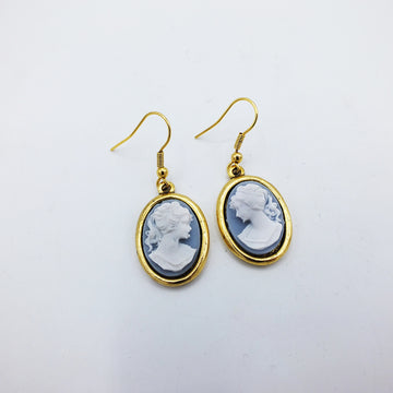 Cameo Earrings (Blue)