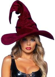 Velvet Rouched Witch Hat (Burgundy)