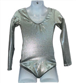 Long Sleeve Metallic Leotard- Silver (Child)