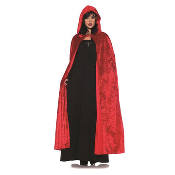 Capa con capucha de terciopelo rojo de 55" (adulto)