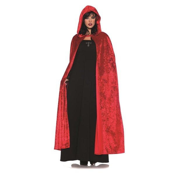 55" Red Velvet Hooded Cloak (Adult)