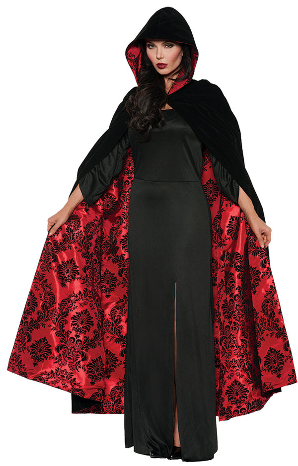 Deluxe Velvet and Satin Flocked Cape (Adult)